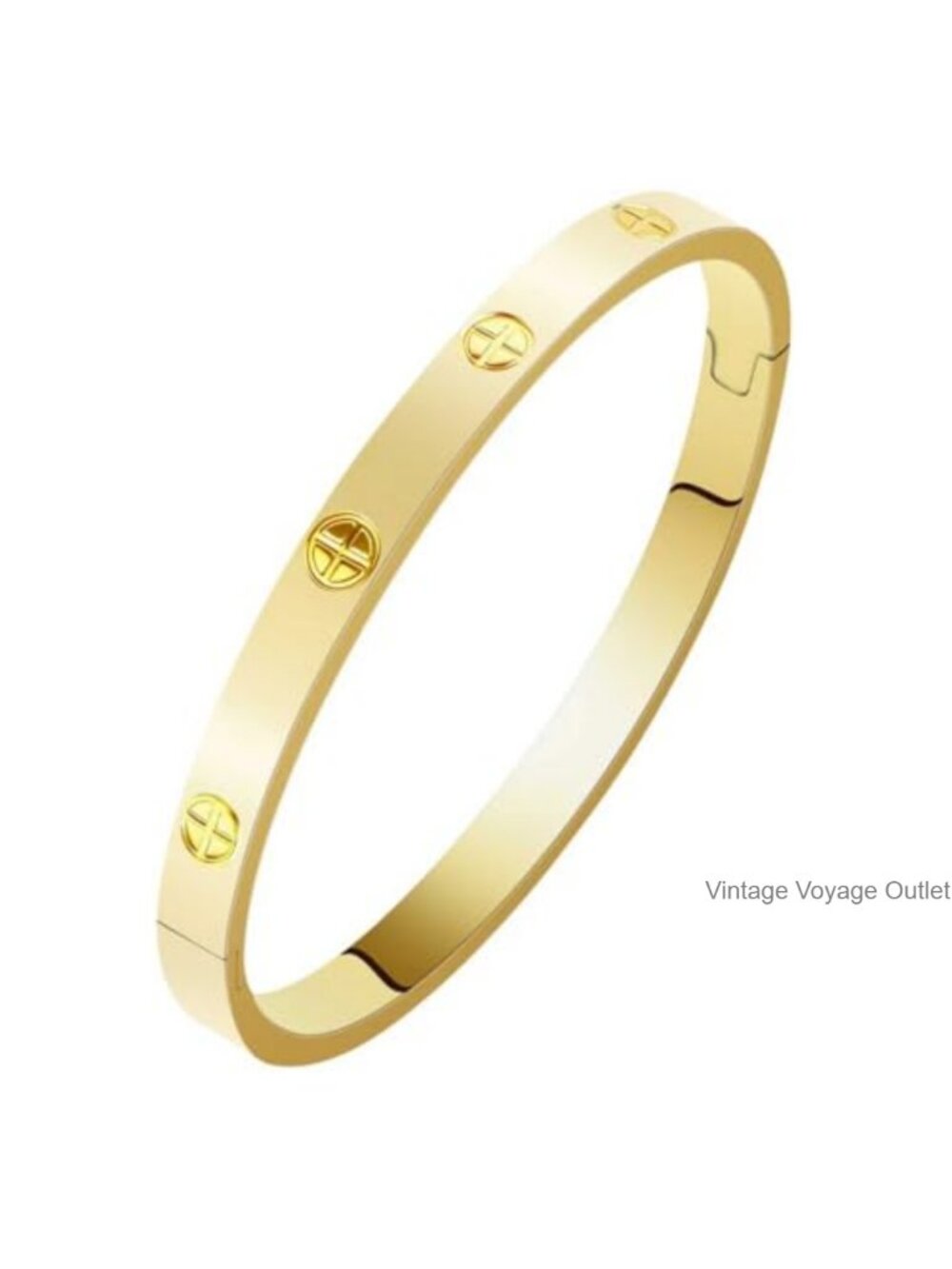 Stainless Steel 18K Gold-Plated Cubic Zirconia Cuff Bracelet Love Friendship